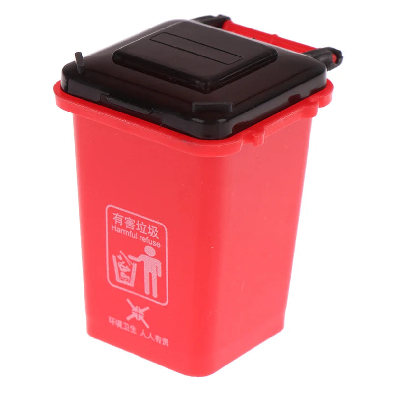 1:12 Dollhouse Furniture Toy Mini Trash Can Toy Garbage Truck Cans Curbside Vehicle Garbage Separation Bin Toys Kid Gift