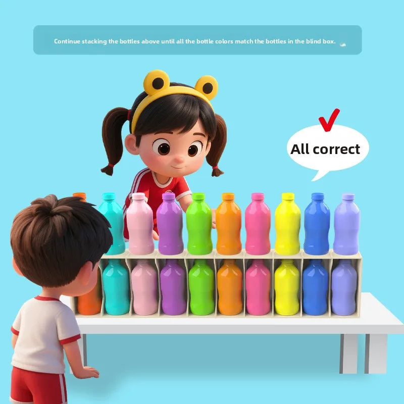 Bottle Color Match Game, an entertaining family board game suitable for children aged 8-12, designed for 2-4 players