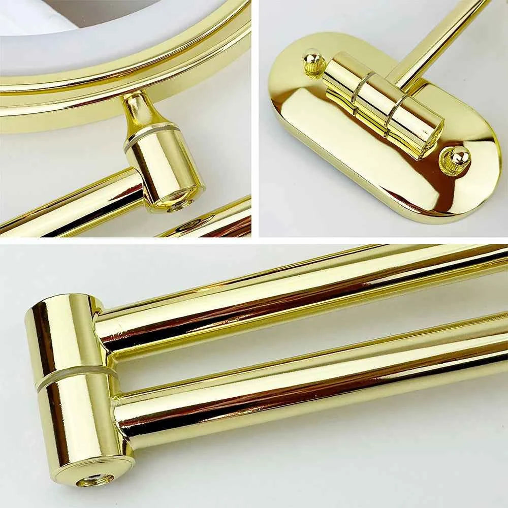 8 Inch Makeup Mirror Gold 3x/5x/7x/10x Magnifying Double Side USB Charging Bathroom 3 Color Light Cosmetic Mirrors
