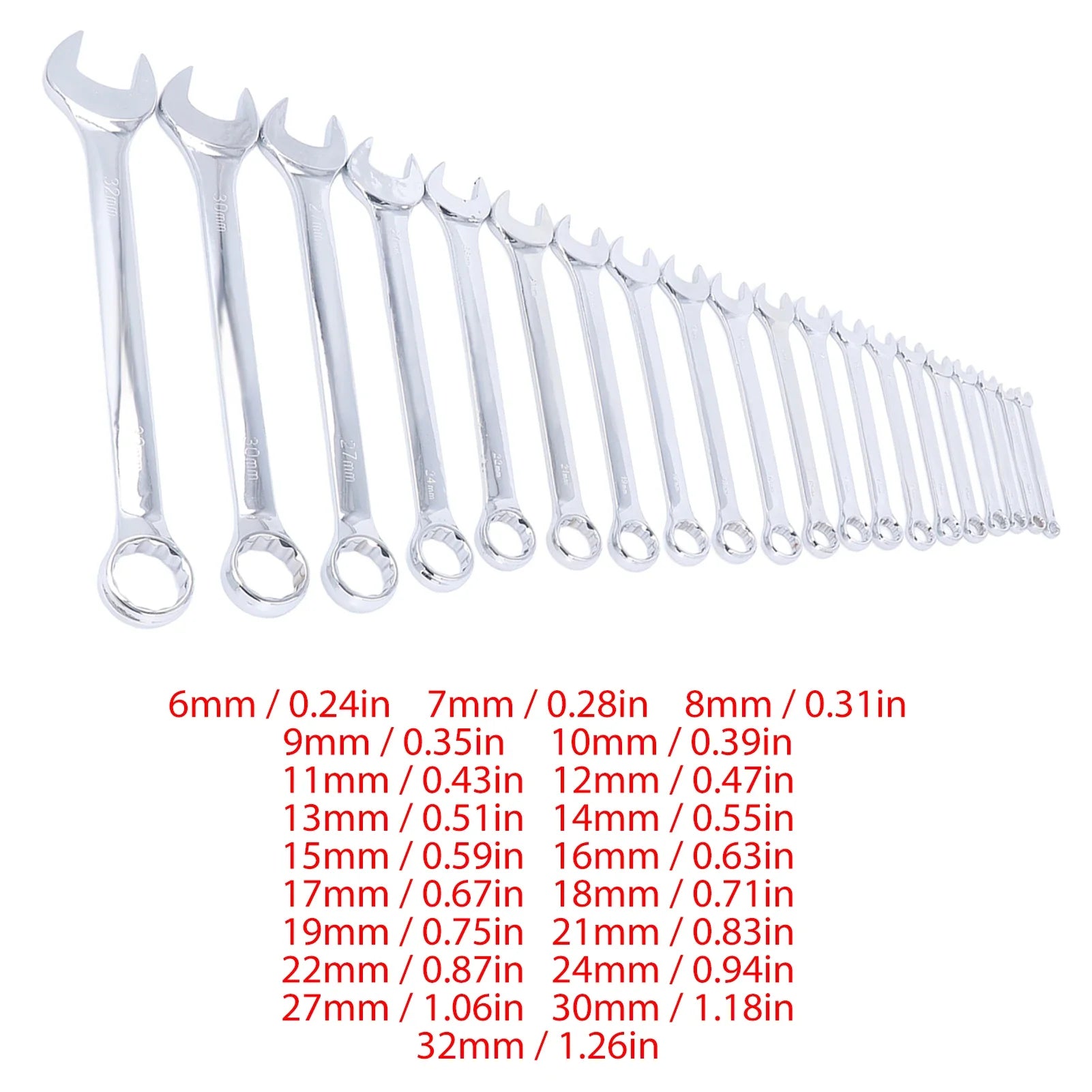 20Pcs Dual-head Combination Wrench Set Metric CRV Steel Spanner Chrome Plated Dual Wrenches Hand Tool 6-32mm