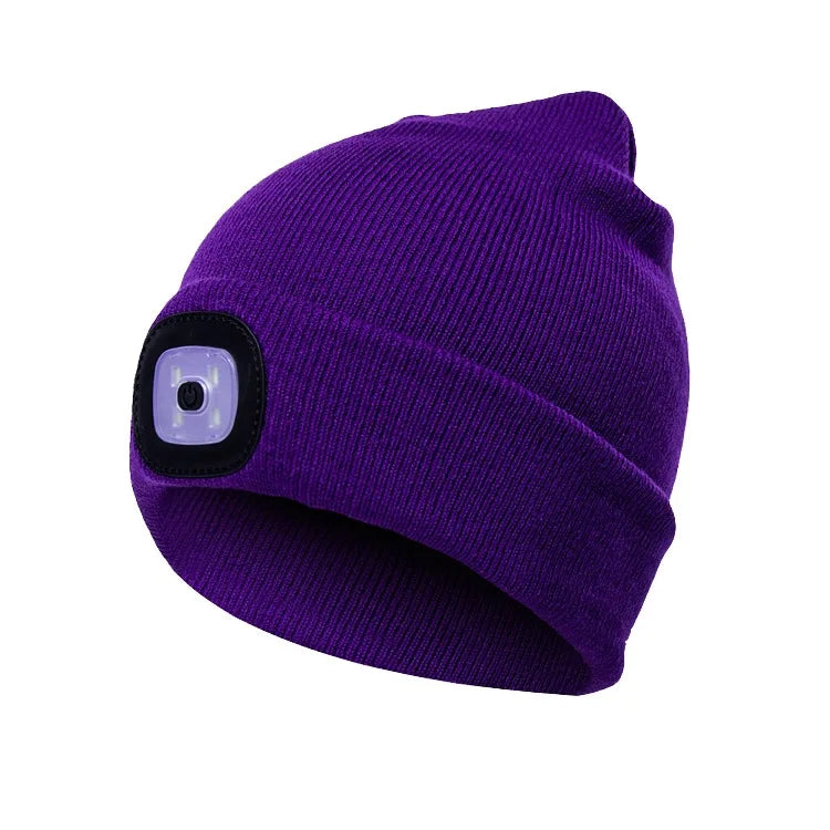 Khaki Color LED Light Knit Beanie Hat For Men & Women – Rechargeable