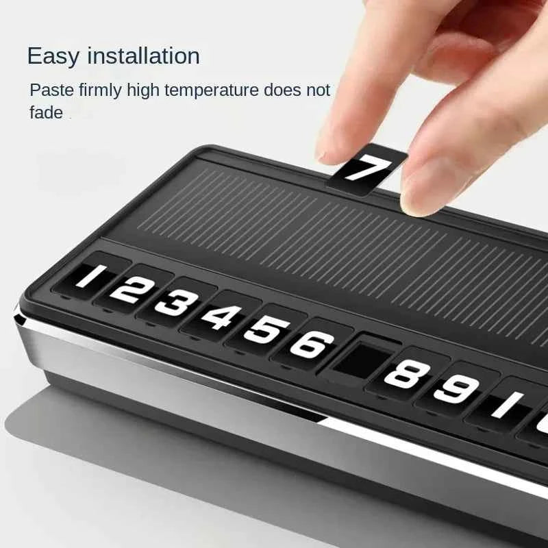 Solar Powered LED Temporary Parking Card, Multi-Number Hidden Plate, Car Parking Stop Gadget