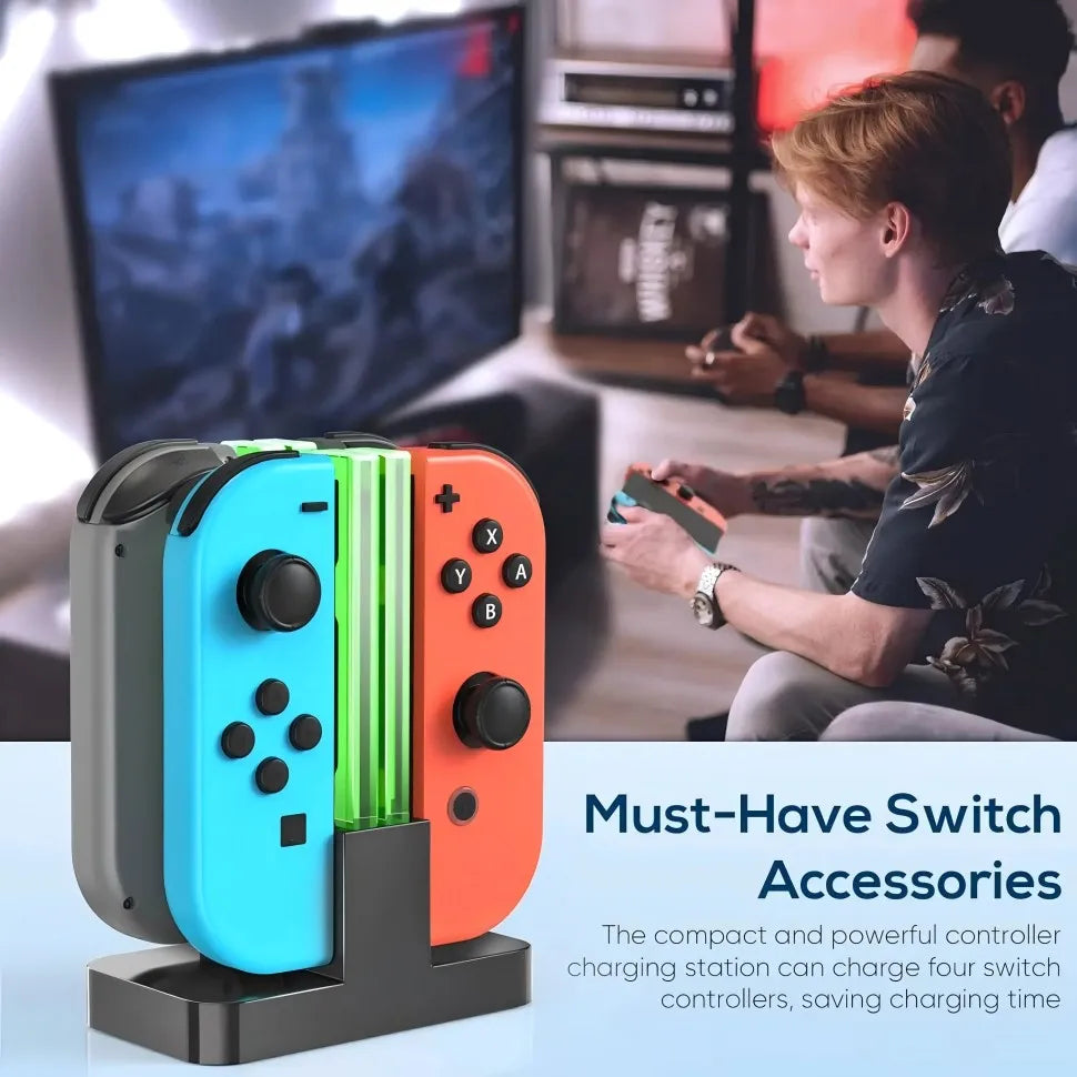 4 In 1 LED Charger Stand Dock Station Indicater for Nintendo Switch NS for Joy-Con Controller Stand Holder Charging Dock Station