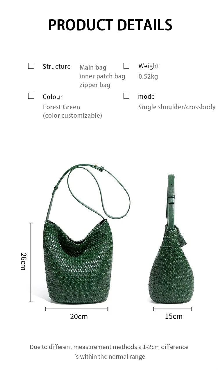 Luxury Woman Handbag New High End Hand-Woven Genuine Leather Women's Bag Large Capacity Shoulder Tote Bag Underarm Bag Bucket Ba