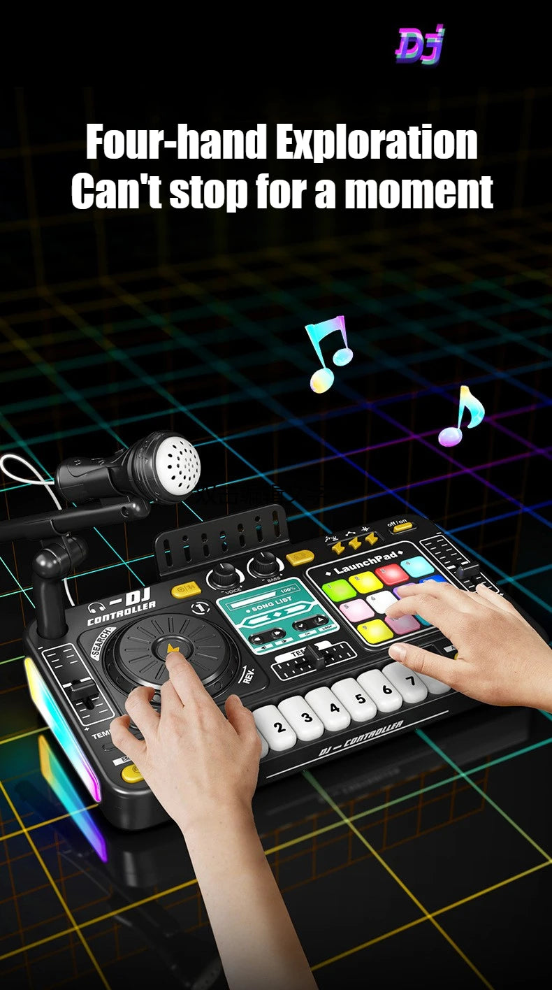 Kids Simulation DJ Mixer Controller Toys Multifunctional Music Effects Electronic Piano Keyboard Learning Birthday Gift Boy Girl