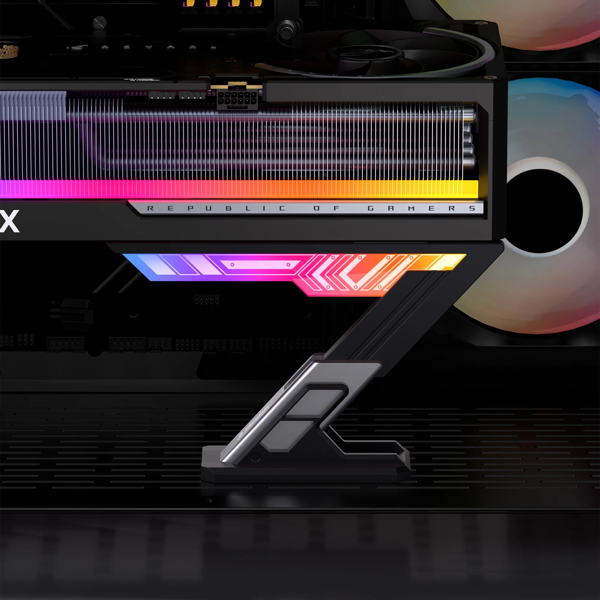 ARGB GPU Support Bracket，Horizontal GPU Anti-Sag Support Bracket 5V 3pin 75-128mm adjustable Universal GPU Bracket