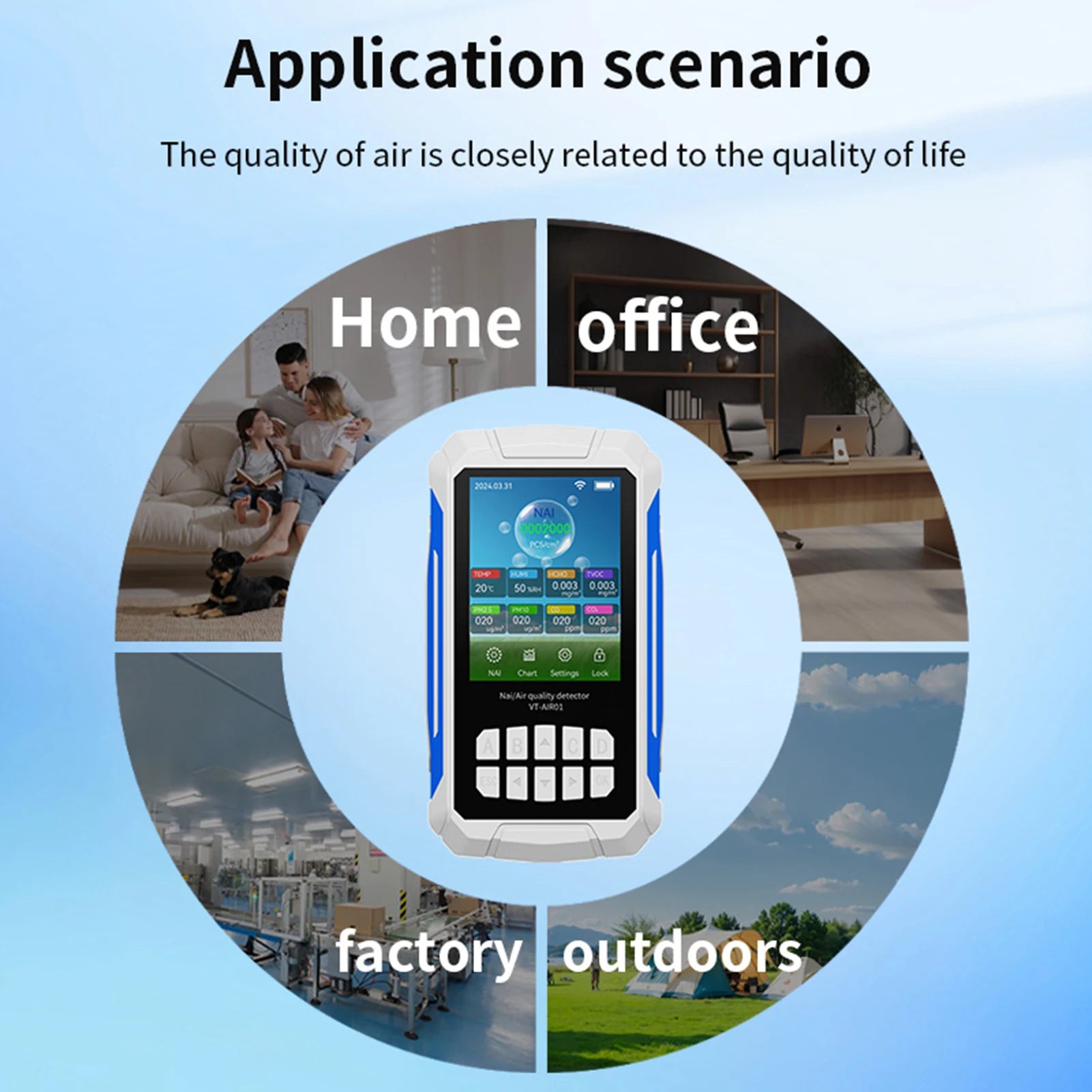 Portable Air Quality Detector Ionizer Meter with Alarm Function - Negative Ion Concentration Temperature Humidity Tester