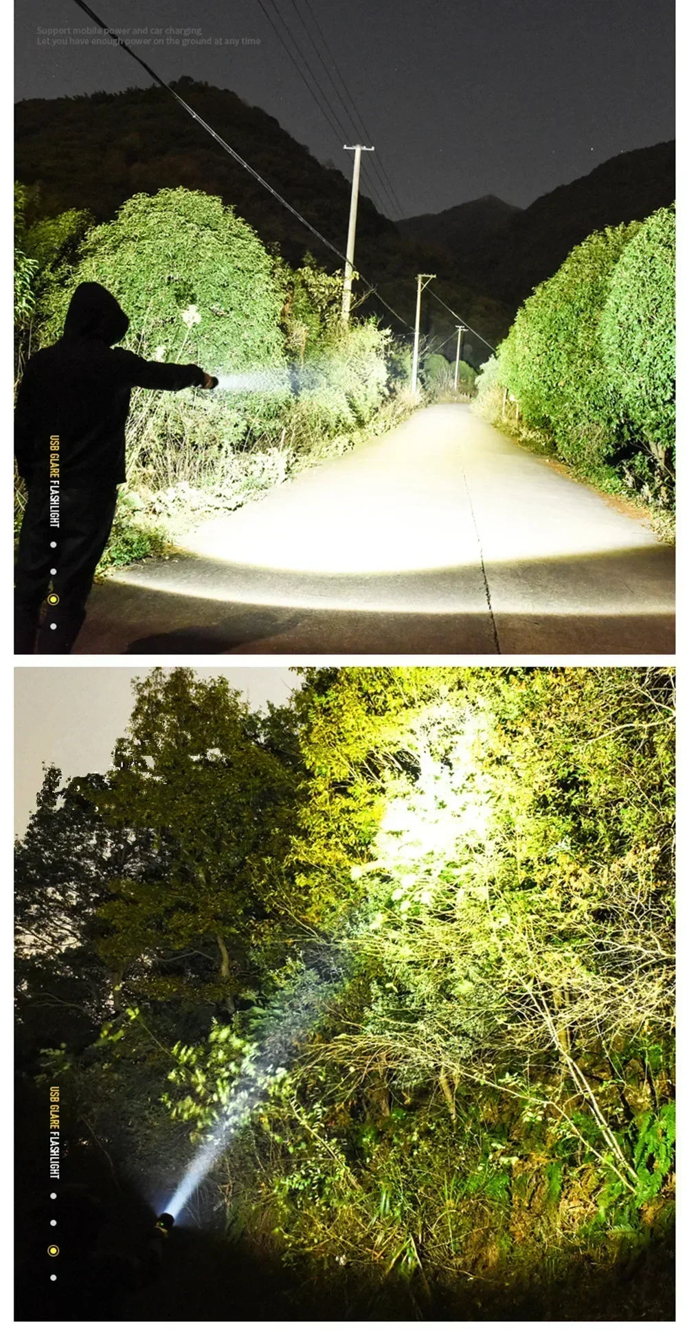 Rechargeable LED Flashlights 90000 Lumens Super Bright Zoomable Waterproof Flashlight with 3 Modes Powerful for Camping Hiking