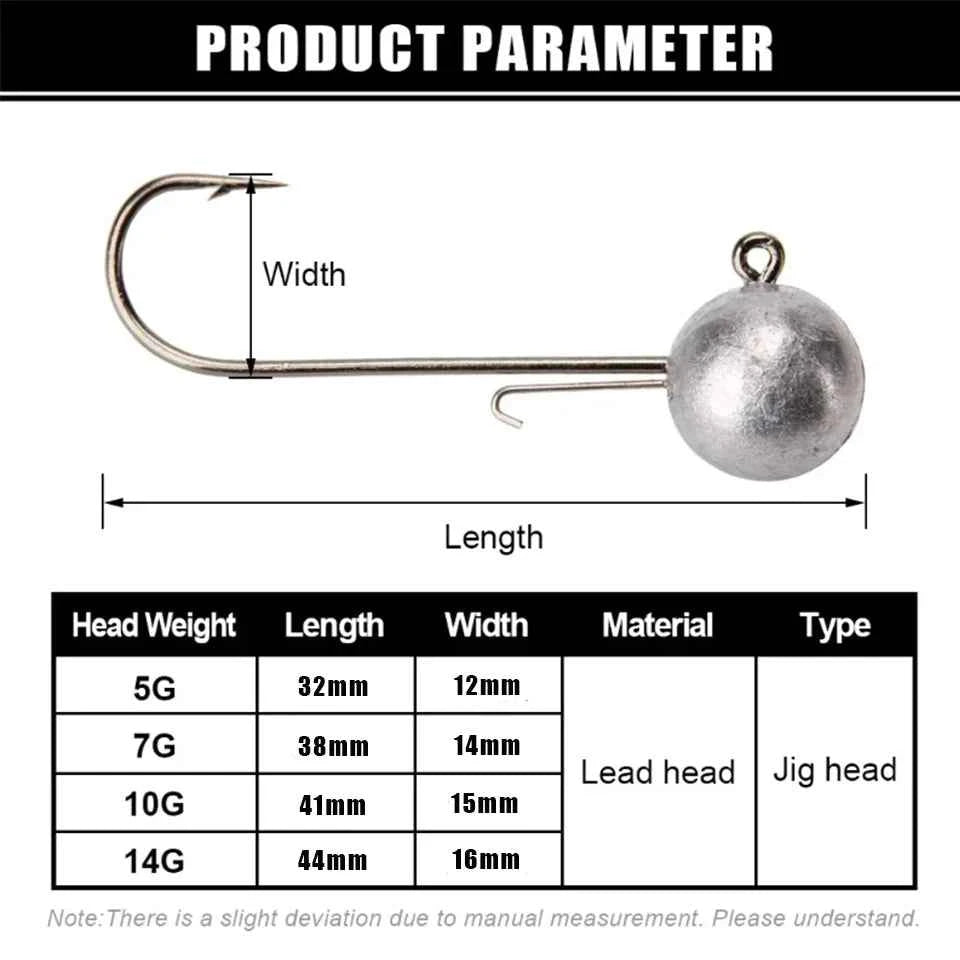 4PCS High Carbon Steel Jig Heads Fishing Hook 5g 7g 10g Long Shank round Ball Weights for Soft Lure Worm Accessory