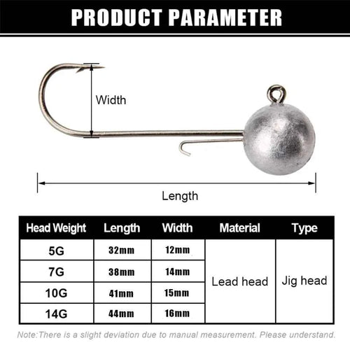4PCS High Carbon Steel Jig Heads Fishing Hook 5g 7g 10g Long Shank round Ball Weights for Soft Lure Worm Accessory