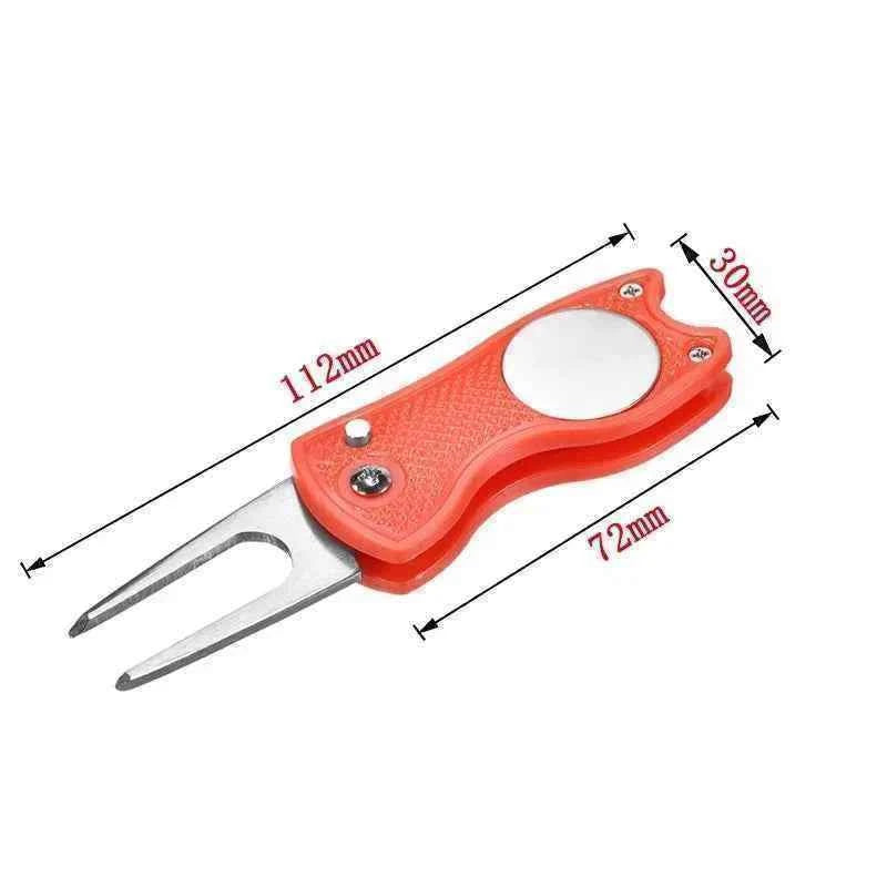 Golf Divot Repair Tool Foldable Metal Golf Green Divot Tool with Magnetic Ball Marker