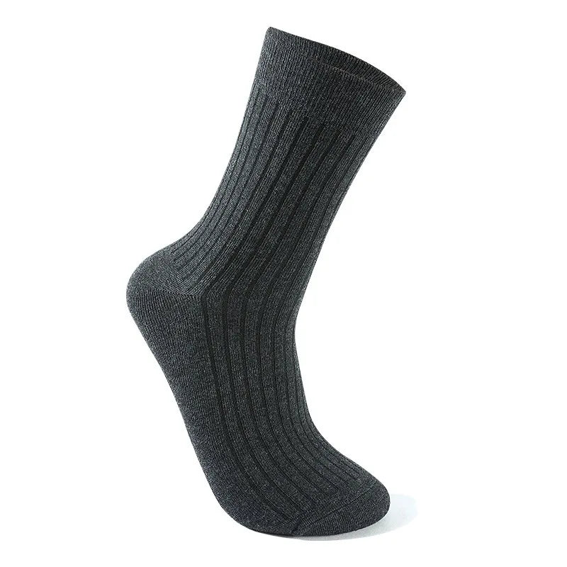 5 Pairs Socks Men's Mid-tube Sweat Absorption Business Sports Black Solid Color Stockings Autumn Winter Double Needle Breathable