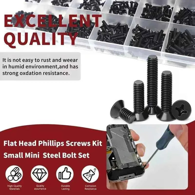 860 PCS Small Computer Screws Assortment Kit, Black Tiny Eyeglass Screws M1.2 M1.4 M1.7 M2 M2.5 M3, PC & Laptop SSD Hard Drive C