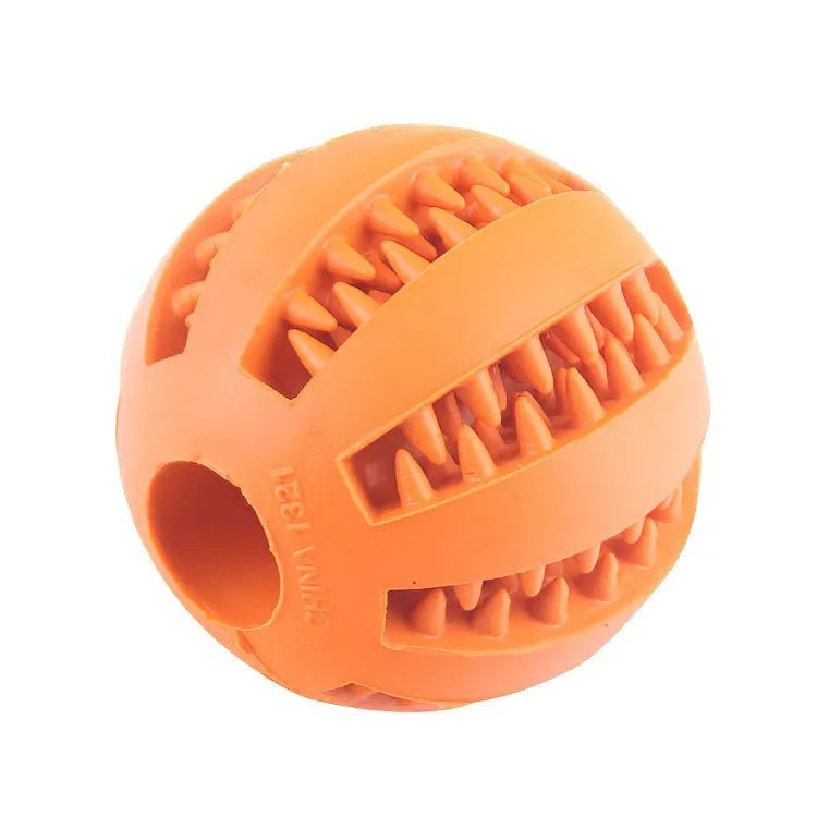 orange Color Rubber Dog Treat Ball Toy – Nontoxic Chew & Teeth Cleaner