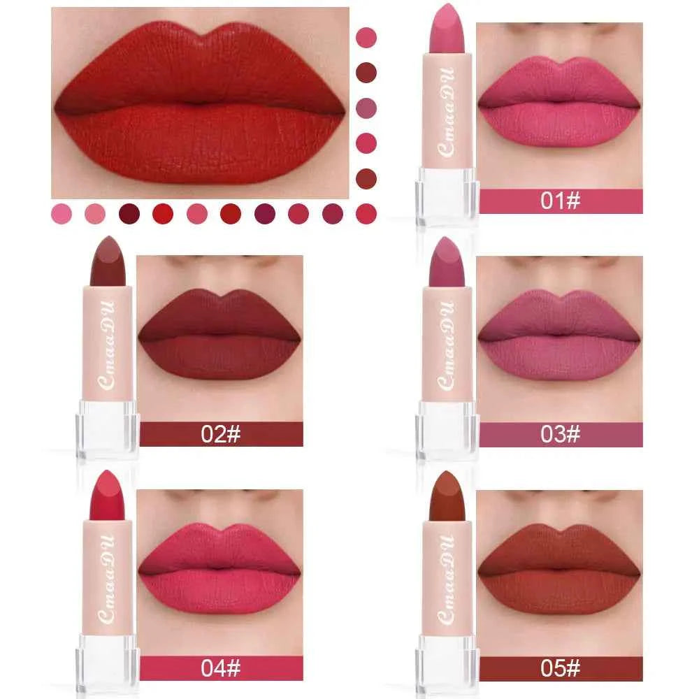 1 Pcs Velvet Matte Lipstick Long-Lasting Non-Stick Cup Waterproof Moisturizing Lip Gloss Fashion Classic Shades For Daily & Date