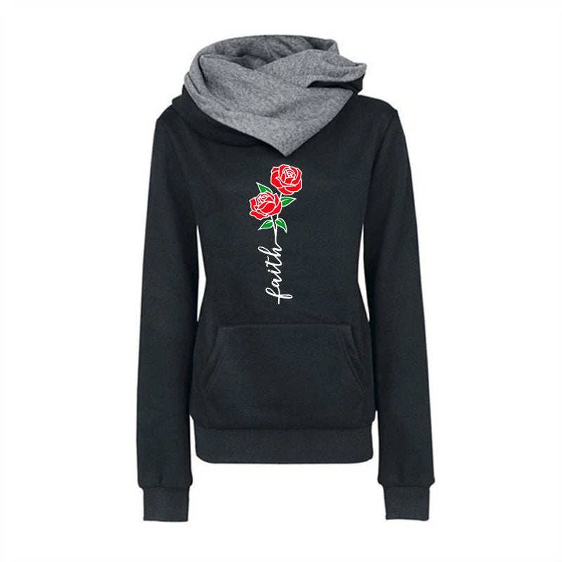 Beautiful flowers Printied Womens Hoodies Casual Versatile Sweatshirts  Jogging Fashion Pullovers Street Hot Sales Tops Clothing