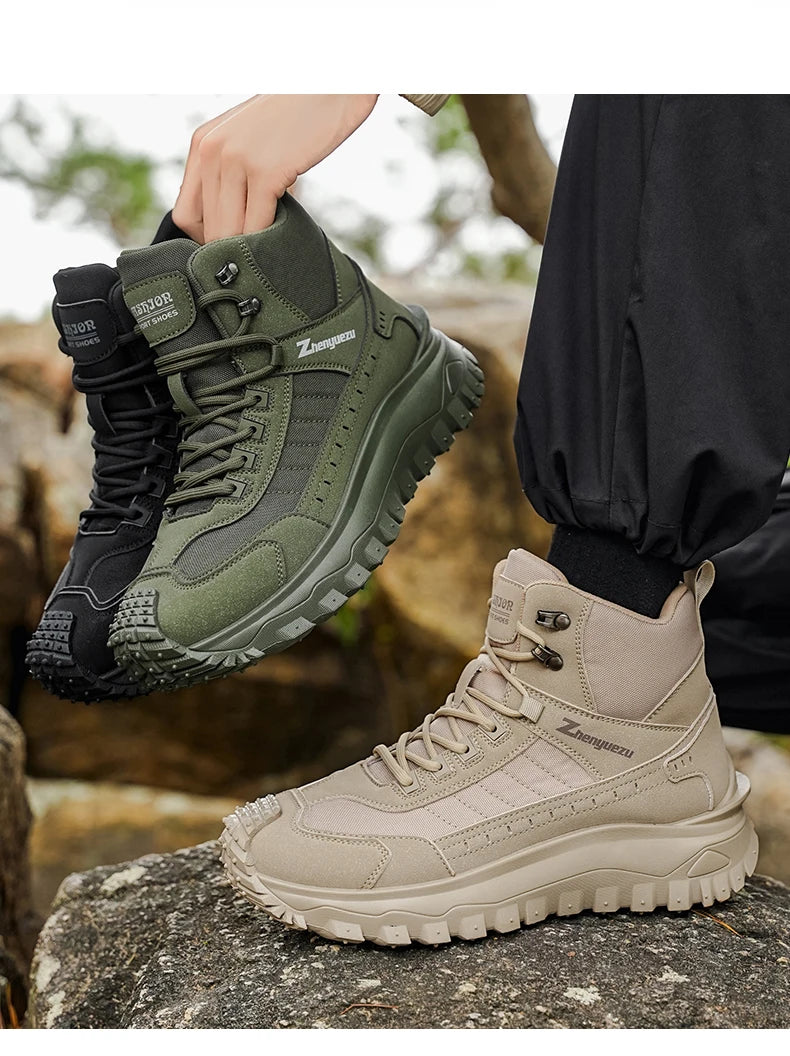 2026 New Outdoor Boots Men's High Top Thick Bottom Tactical Shoes Large Size 47 Hiking Sports Workwear Shoes 48 Casual Style