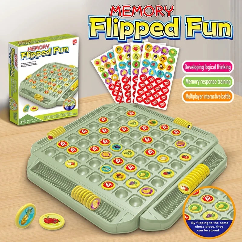 Kids' Educational Fruit Flip Memory Board Game - Creative Puzzle,2-4 Player Cooperative Strategy & Logic Training