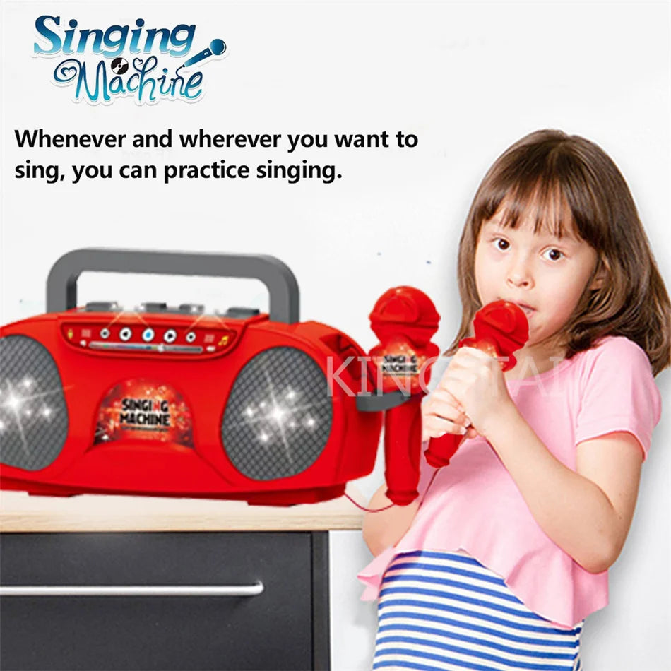 Kids Microphone Karaoke Machine Music Instrument Toys with Light Indoor Outdoor Travel Educational Toy Gift for Girl Boy Child