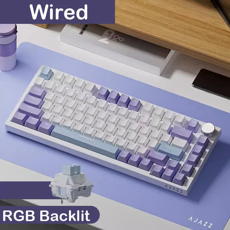 AK820 Purple Color 75% Mechanical Gaming Keyboard RGB – PBT Keycaps, Anti-Ghosting