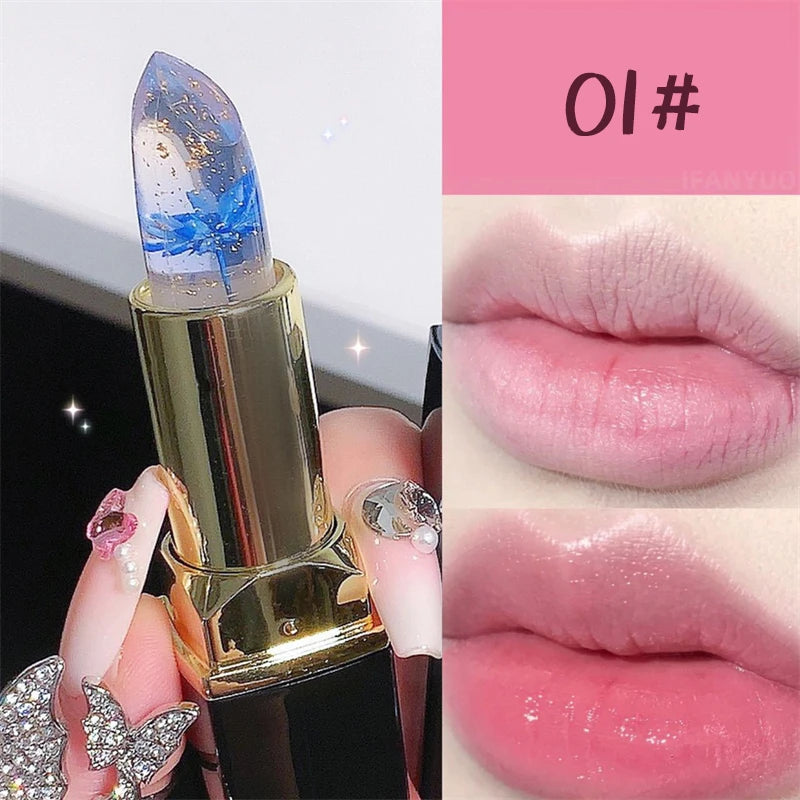 Moisturizing Flower Transparent Lipstick Temperature Color Changing Lip Balm Long Lasting Jelly Lipstick Lips Care Makeup 1pc