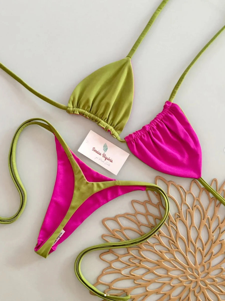 Micro Bikinis 2026 Women Swimsuit New Sexy Swimwear Halter Bikini Set Brazilian Biquini Female Thong Beachwear Party Wear