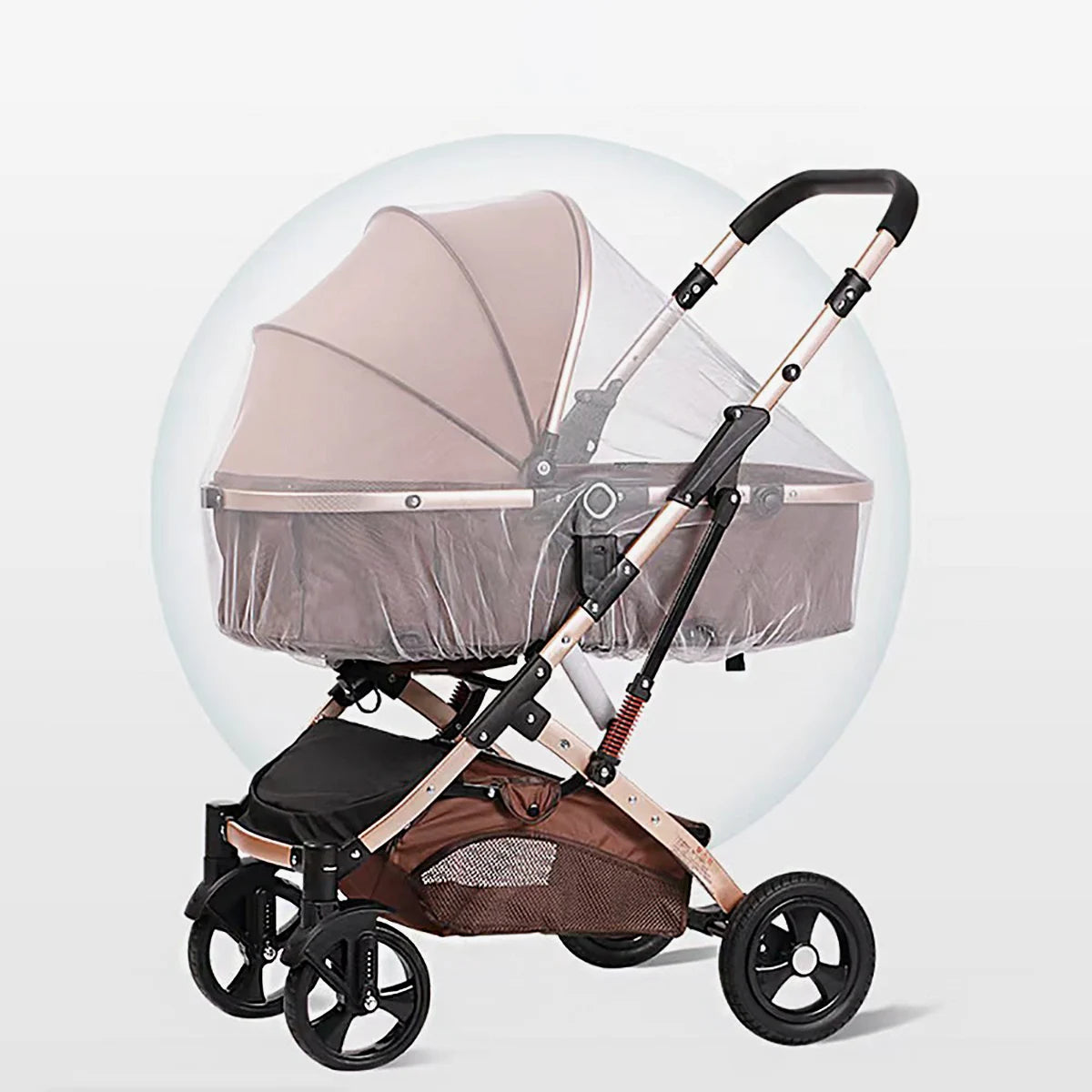 Baby Stroller 360 ° Full-Cover Mosquito Net for Baby Strollers; Universal Encrypted Anti-Mosquito Net for Strollers; Portable Insect-Proof and Light-Blocking Large Mosquito Protection Net Cover.