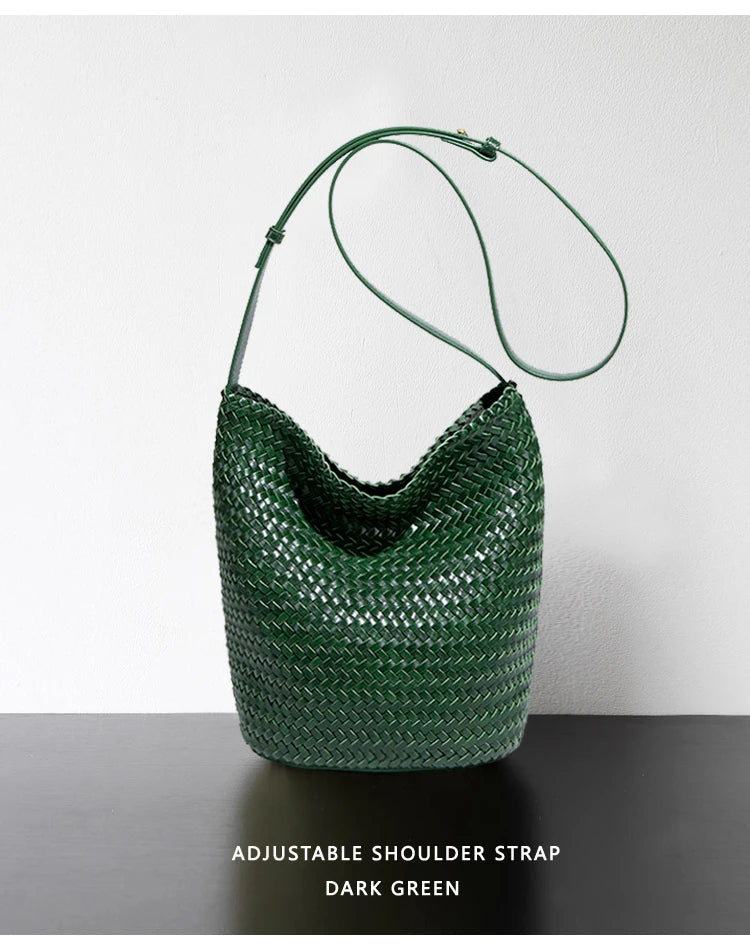Luxury Woman Handbag New High End Hand-Woven Genuine Leather Women's Bag Large Capacity Shoulder Tote Bag Underarm Bag Bucket Ba