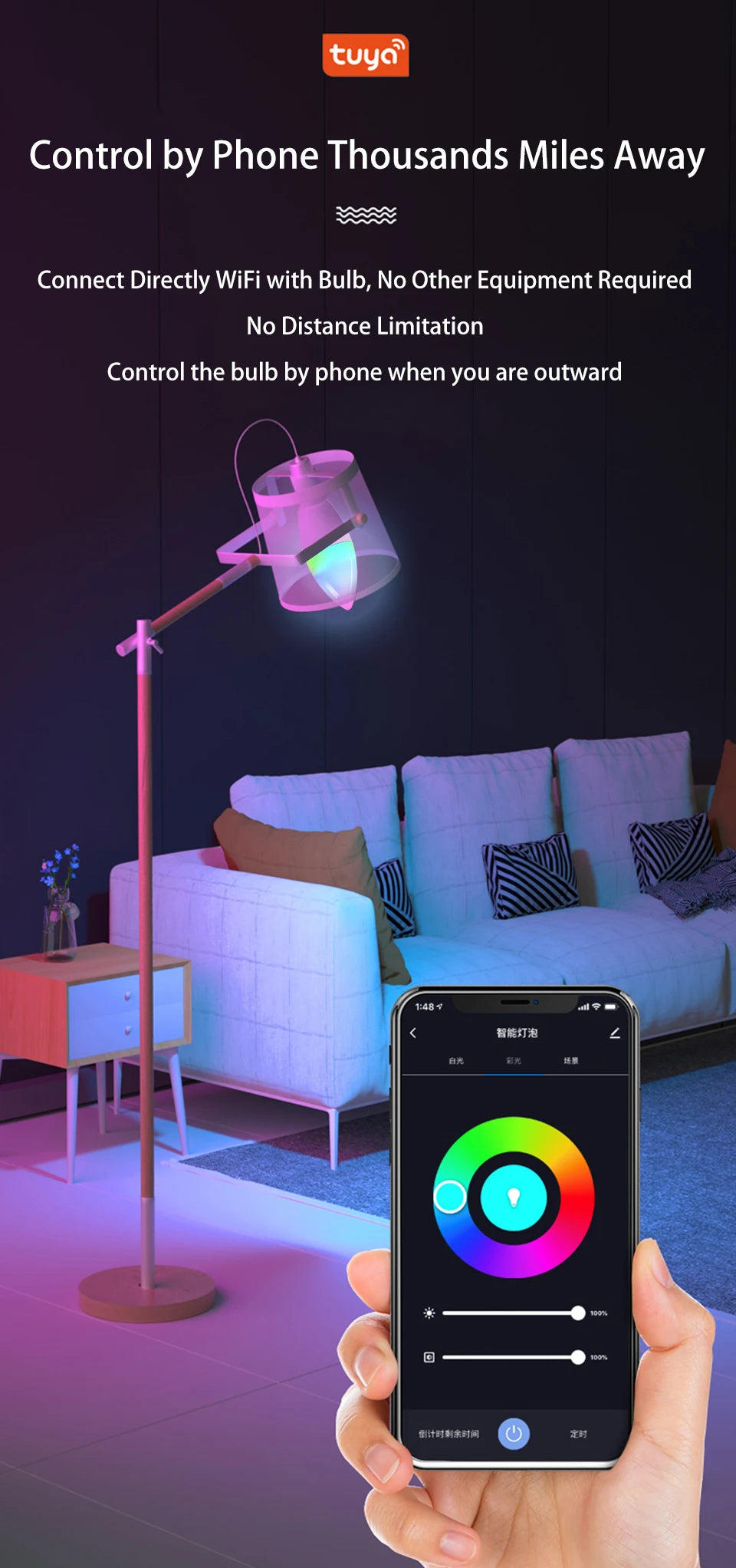 Tuya Smart WiFi LED Bulb E14 Candel Light 5W 7W 9W 220V Dimmable RGB Lamp APP Voice Control Alexa Google Assistant Home Decor