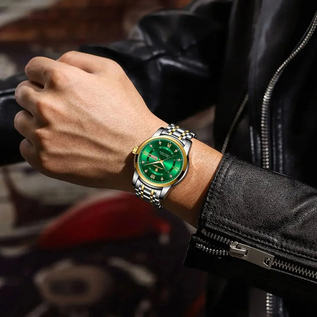 POEDAGAR Original Classic Man Watch Waterproof Luminous Date Week Watches for Men Quartz Stainless Steel Luxury Men's Wristwatch