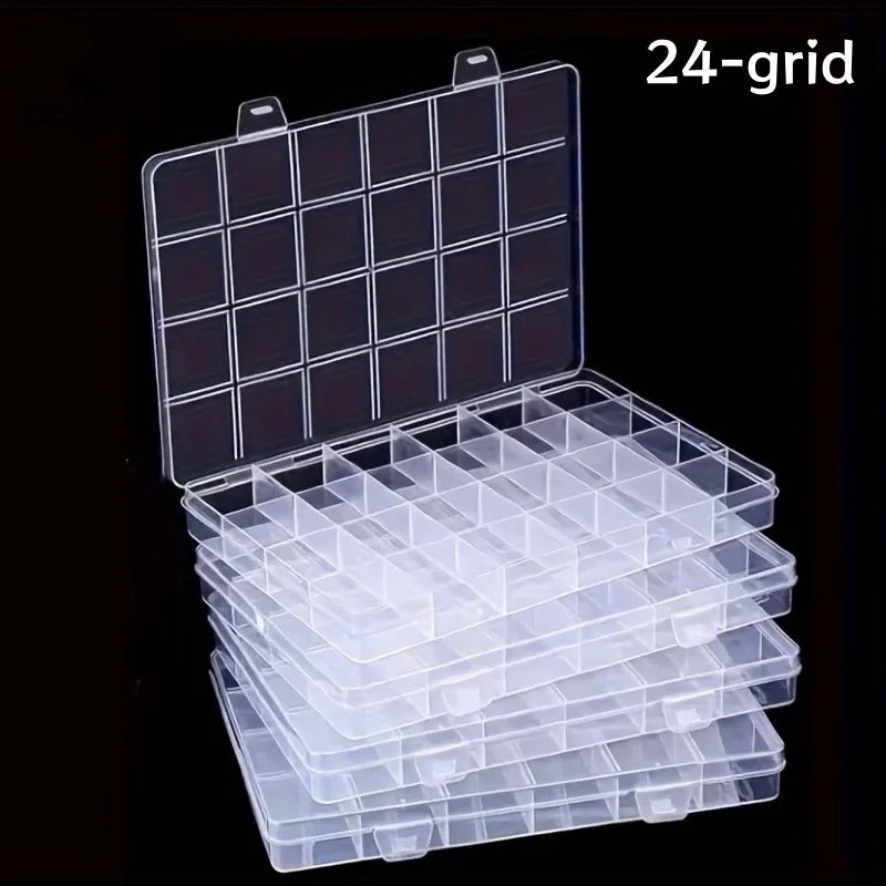 24grids Plastic Storage Box Divide Jewelry Organizer Multifunctional Pills Beads Container Perfect for Earrings Rings Necklaces