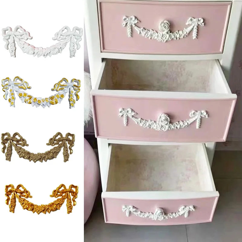 European Style Wall Decor Flower Frame Carving Crafts Wardrobe Wine Cabinet Decals Window Furniture Sliding Door Decor