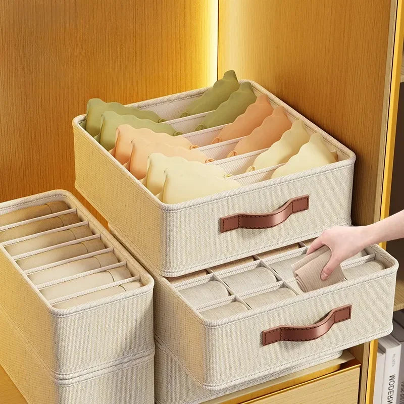 1-5PCS Fabric Drawer Organizers for Underwear Socks Bras - Closet Storage Box with Dividers Foldable Wardrobe Shelf Organizer Se