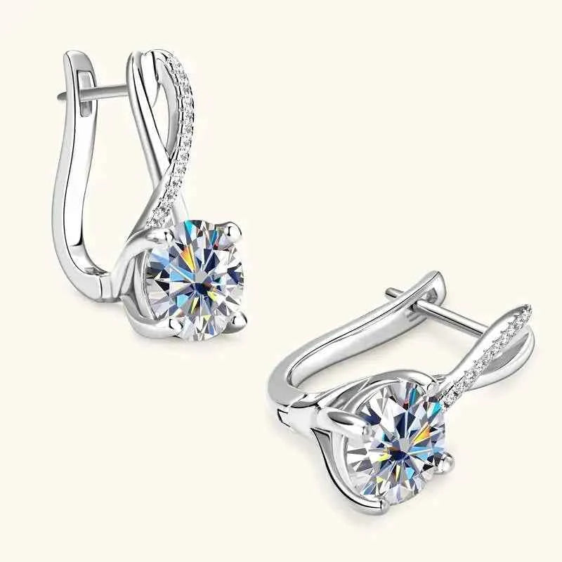 Taoyu D2.0CT Moissanite Drop Hie Earrings Real Silver Women Gold Plated Hoops Infinite Earring Certified Wedding Jewelry