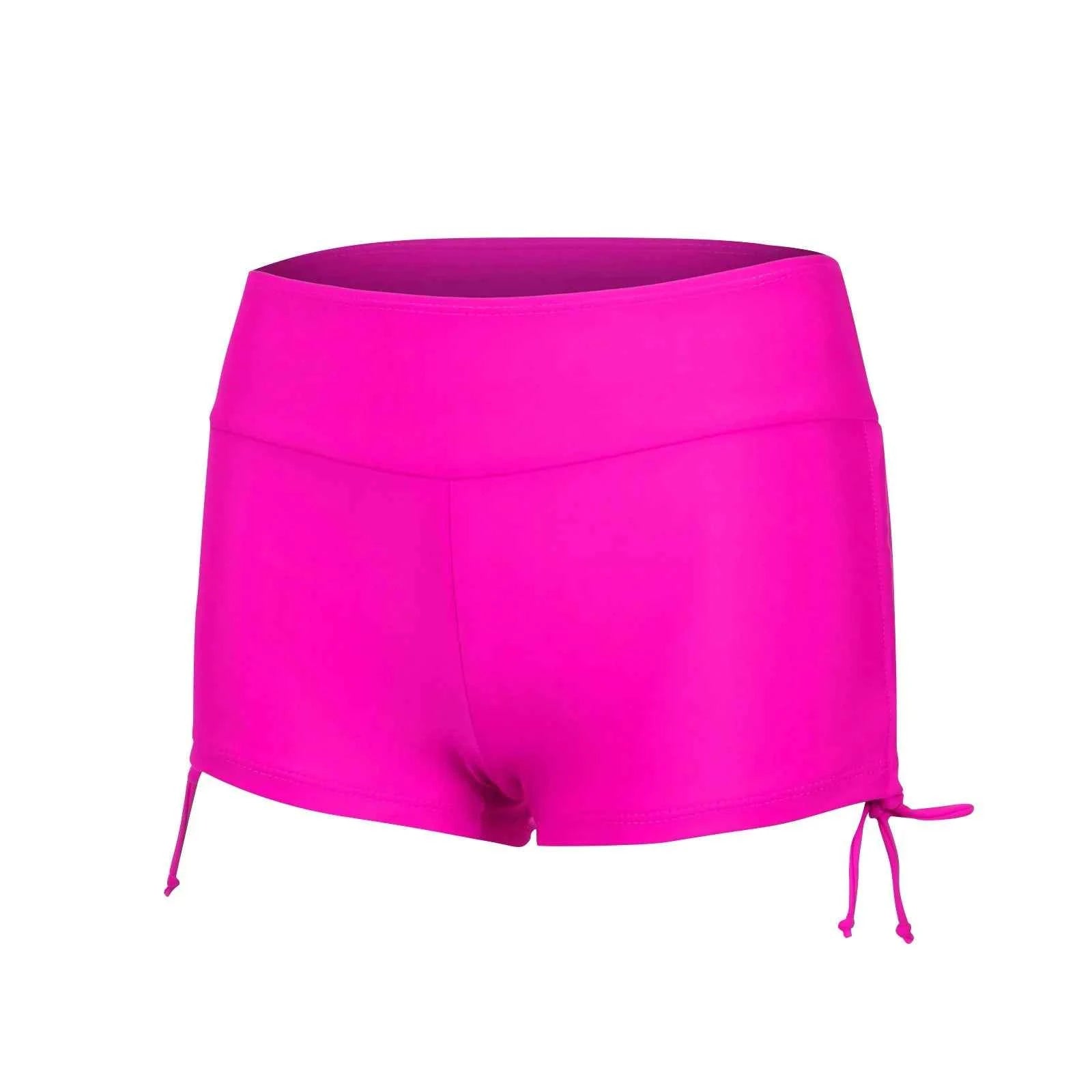 Women'S Summer Swimwear Briefs Solid Colored Boxer Beach Shorts High Waist Side Adjustable Drawstring Elastic Sports Swimsuit