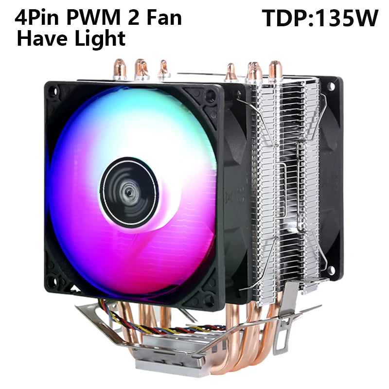 CPU Efficient Cooler Fan 90mm 4pin/PWM PC Tower Type Radiator 2/4/6 Heat Pipe Install LGA2011 X79 X99 115x 1200 1700 AMD AM3 AM4