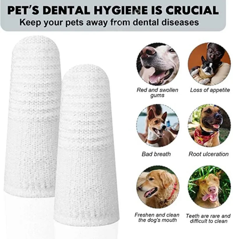 24/12pcs Pet Two-finger Brushing Finger Cots Remove Tartar Cochlear Clean for Cat Dog Toothbrush Oral Care Finger Cover Pet Care