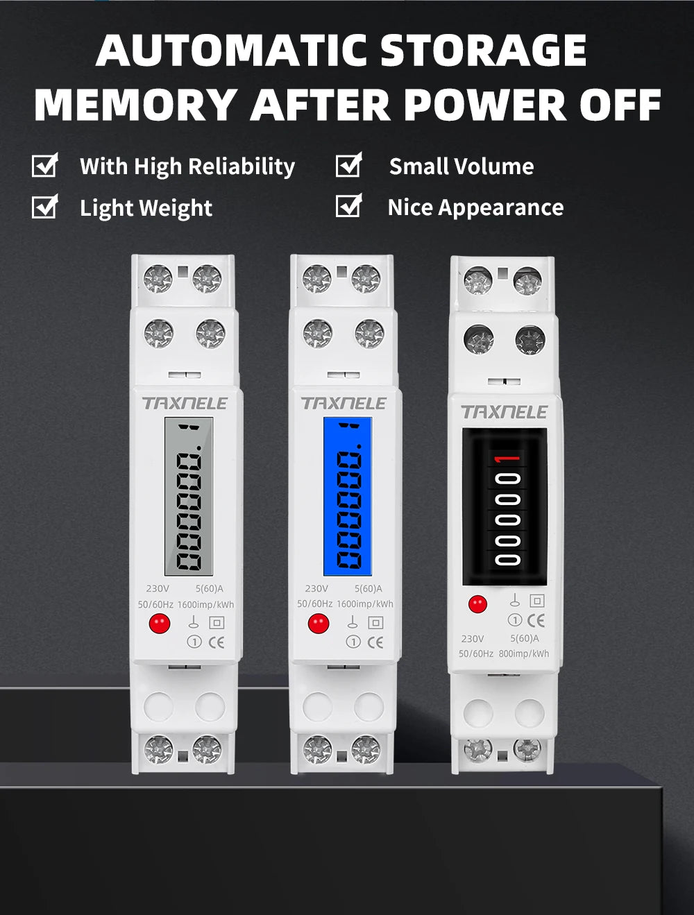 18mm Single Phase 1P 2 Wire Digital Wattmeter Power Consumption Analog Energy Meter kWh AC 230V 50Hz LCD Electric Din Rail Mount