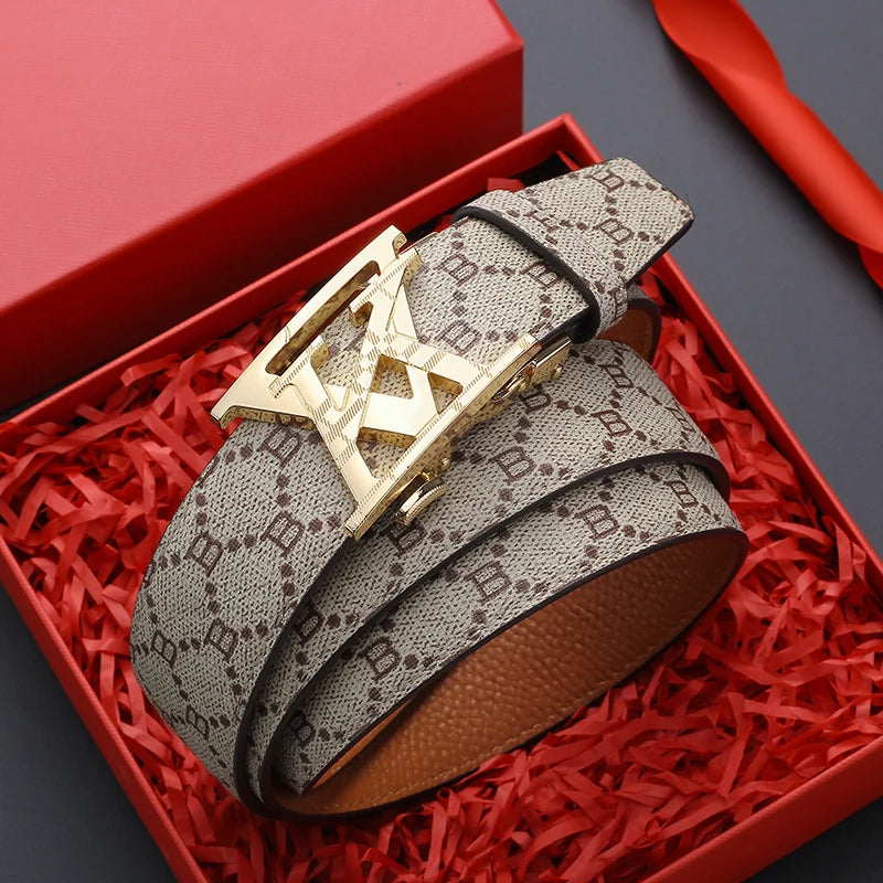 Men's Belt Luxury Design Automatic Buckle Waist Belt Fashion Letter Printed Belt Business Casual Belt For Men Jeans