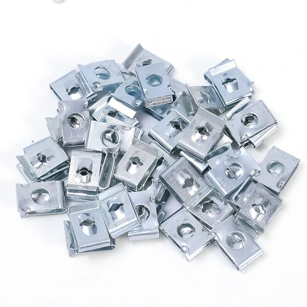 Auto Self-tapping Screw Clips U-clamp with Threaded Nut Clips Auto Fender Fastener Clips for Auto Motorcycle Scooter Parts