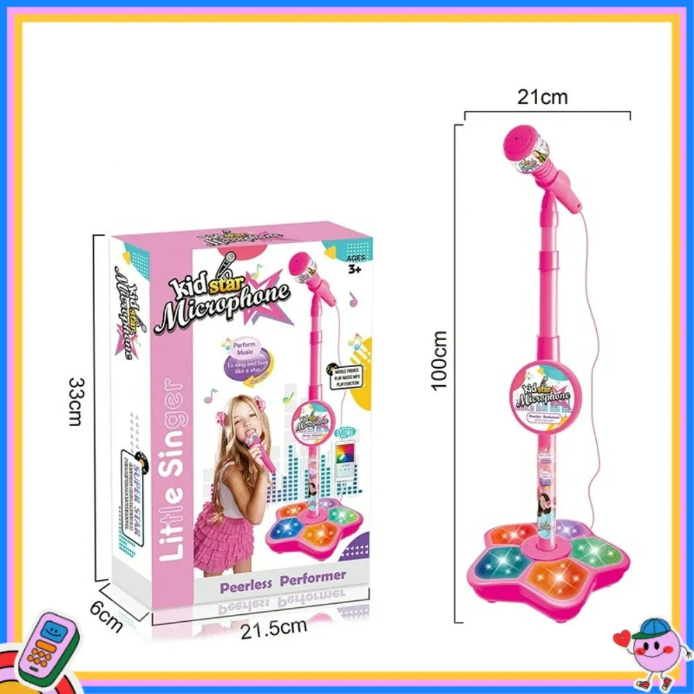 Kids Microphone with Stand Karaoke Song Machine Music Instrument Toys Brain-Training Educational Toys Birthday Gift for Girl Boy