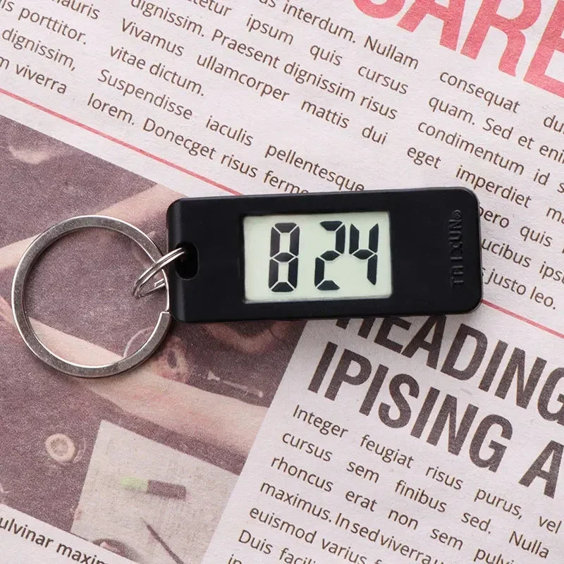 Mini Electronic Clock Keychain, Digital LED Time Display Student Elliptical Watch, Portable Wall Clock Keyring for Bag Backpack