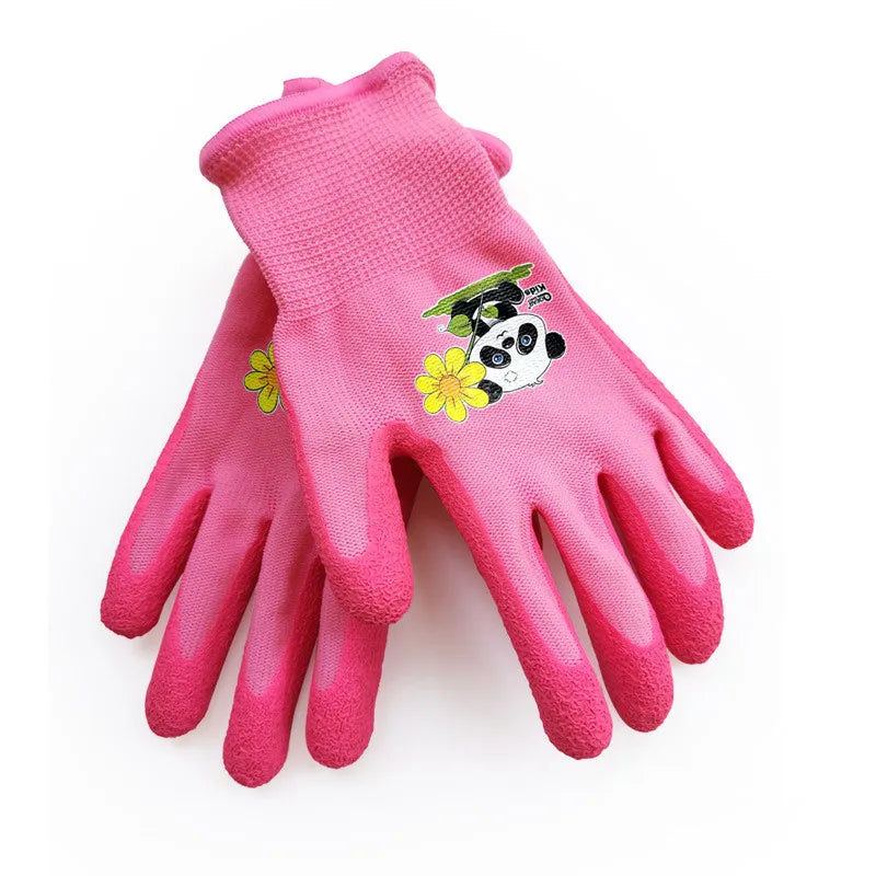 Kids/Toddler /Junior Garden Safety Rubber Coated Gloves, DIY, Age from Year 3 to Year 12, Palm Natural Latex Coated