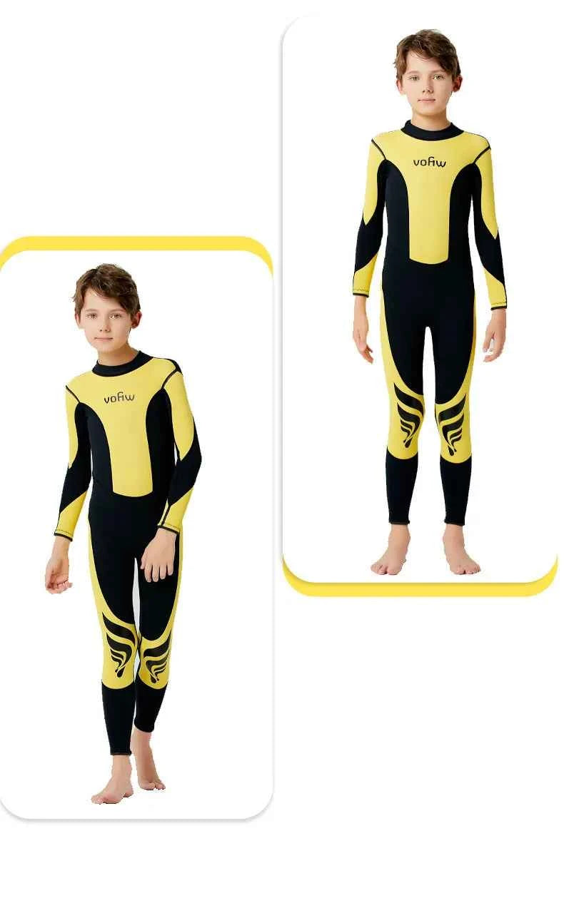 Children's 3mm Neoprene Wetsuit Long Sleeves Back Zipper Snorkeling Swimming Surfing Suit Kid's Swimsuit Water Sports Swimwear