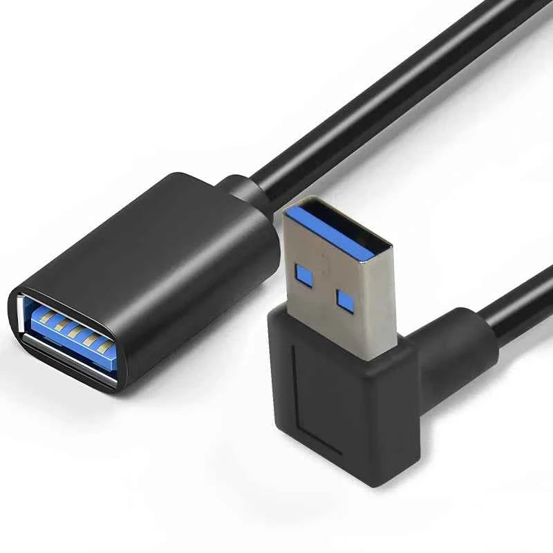 0.3M 90 Degree USB 3.0/2.0  Male to Female Adapter Cable Angle Extension Extender 5Gbps Fast Transmission Left/Right/Up/Down