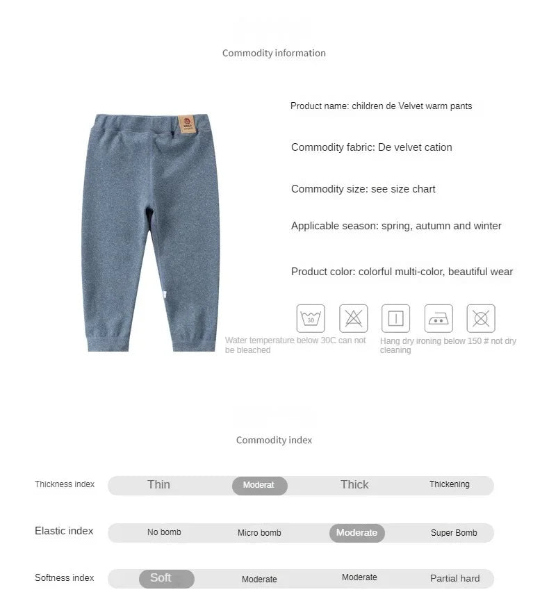 Big Size Children's Fleece Warm Render Pants For Boys Girls Winter Velvet Leggings Kids Baby Base Pants Thickened Long Johns