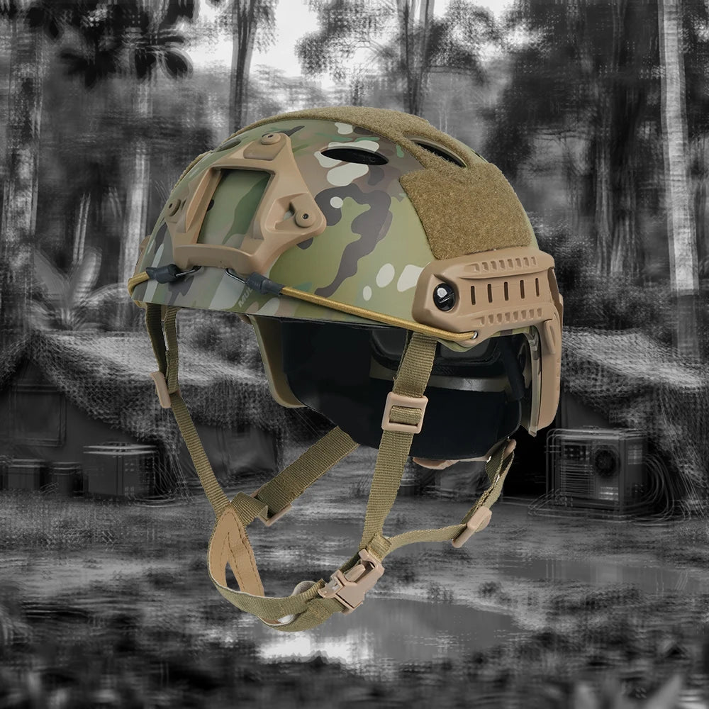 BOOIU Fast Tactical Helmets Adjustable Knob Disguise ABS Thickened Camouflage Hunting CS Military Outdoor Sports Protect Helmets