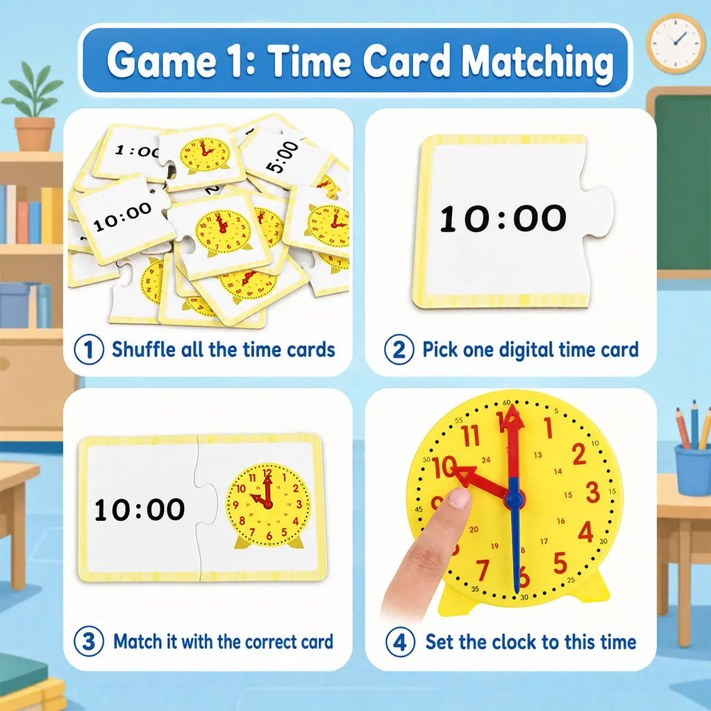 Kids Learning Clock Time Activity Set Teaching Clock for Students Classroom Telling Time Practice Toy Kids Educational Supplies