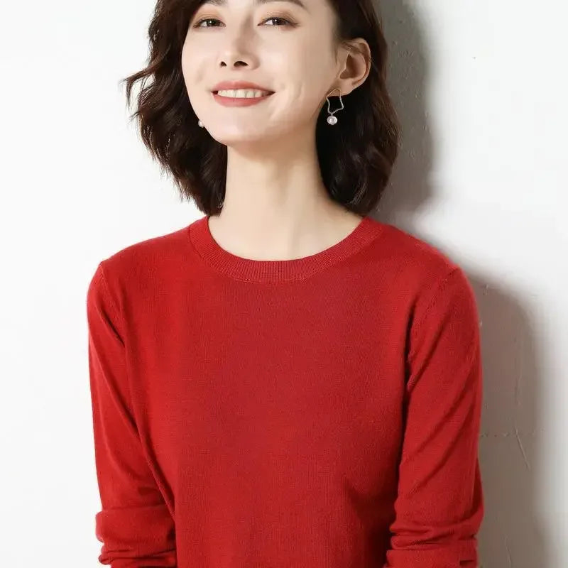 Women Sweaters 2026 O-neck Long Sleeve Autumn Winter Pullovers Fashion Korean Sweaters Bottoming Shirts Slim Knitwear Jumpers