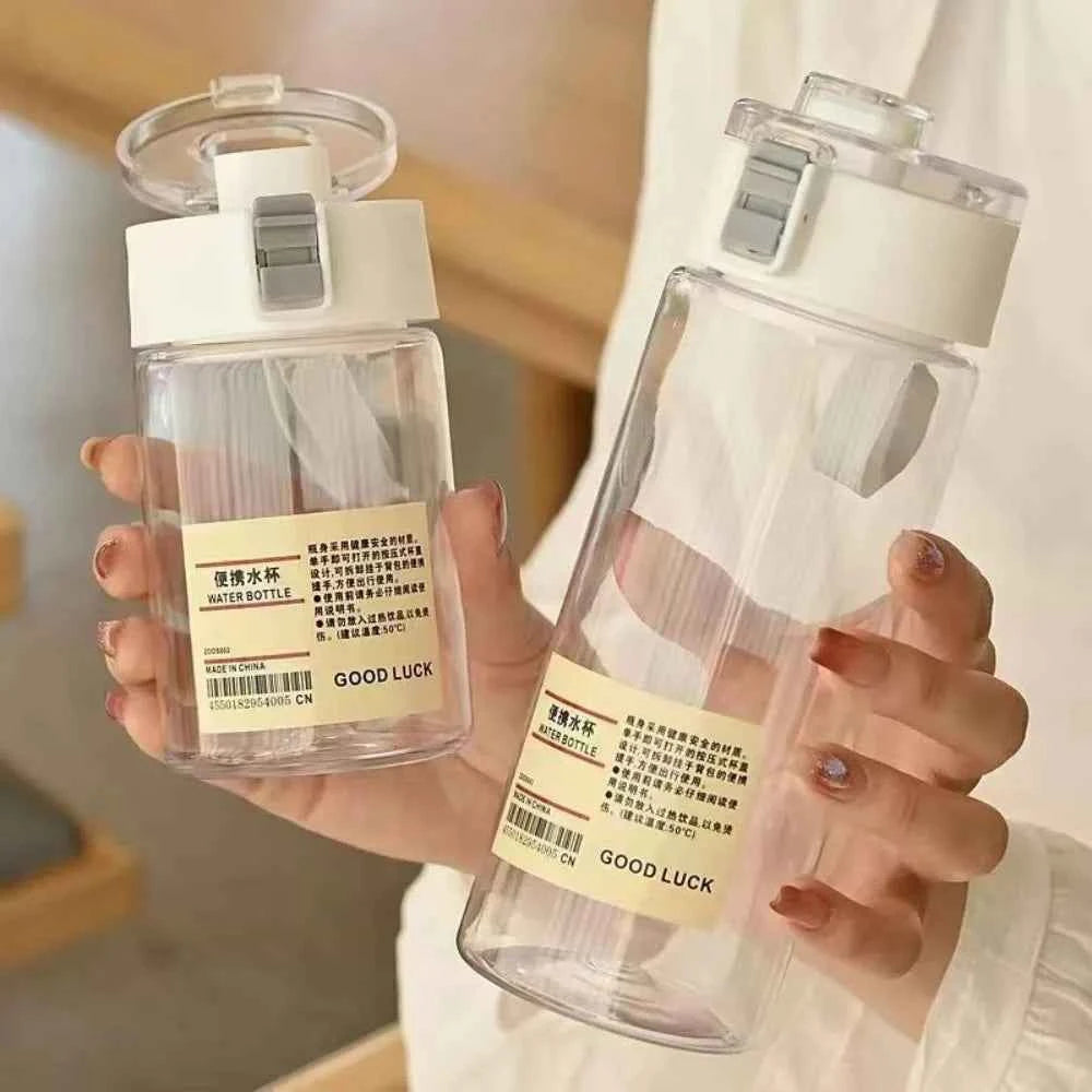 Portable Transparent Kawaii Water Bottle Sports Water Cup Plastic Handy Cup Outdoor Travel Office Essential Water Bottle ]Cup